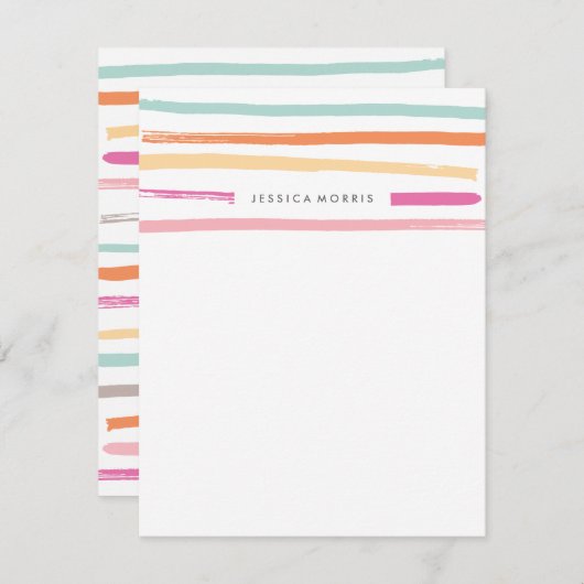 Obststreifen - Geschirr - Mandarine Mitteilungskarte (Vorne/Hinten)