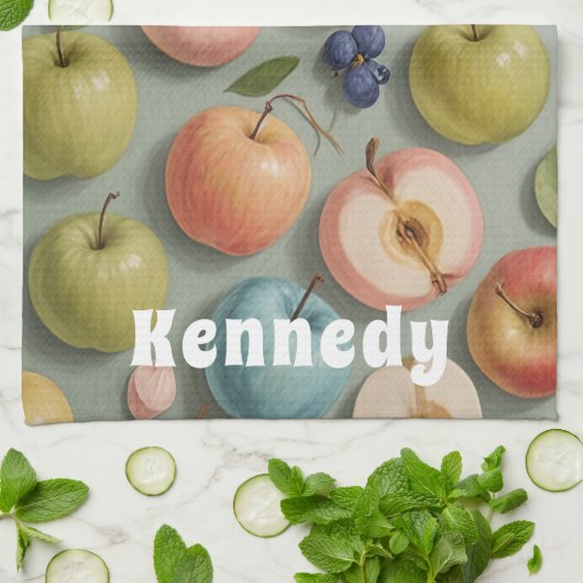 Obstwein: Pastelfrucht Geschirrtuch (Gefaltet)