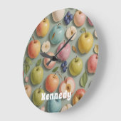 Obstwein: Pastelfrucht Große Wanduhr (Winkel)