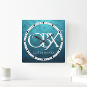 OBX Außenbanken NC auf Blue Water Backstrand Quadratische Wanduhr (Zuhause)