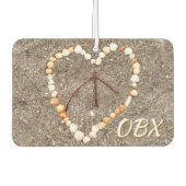 OBX Beach NC Seashell Herzfriedenszeichen Souvenir Autolufterfrischer (Vorderseite)