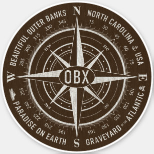 OBX Compass Außenbanken Vintag Aufkleber