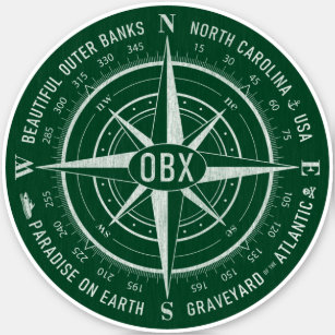 OBX Compass Außenbanken Vintag, dunkelgrün Aufkleber