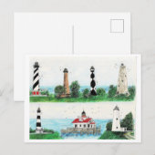 OBX LIGHTHOUSES MAGNET FEIERTAGSPOSTKARTE (Vorne/Hinten)
