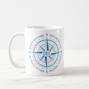 OBX Nautischer Kompass Outer Banks Blau Vintage Kaffeetasse