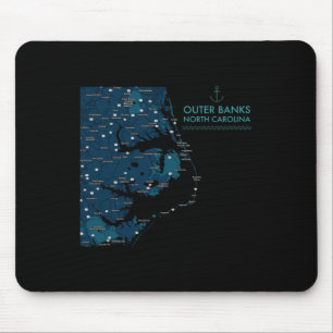 Obx nc Außenbanks Karte Duck Corolla Beach Urlaub Mousepad