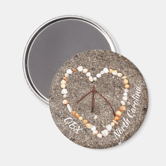 OBX Peace Sign Herz of Seashells NC Magnet (Vorderseite/Rückseite)