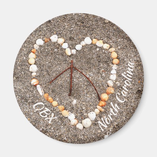 OBX Peace Sign Herz of Seashells NC Magnet (Vorne)