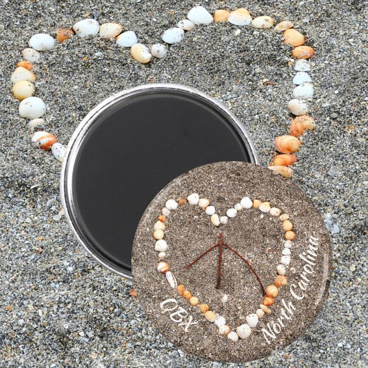 OBX Peace Sign Herz of Seashells NC Magnet