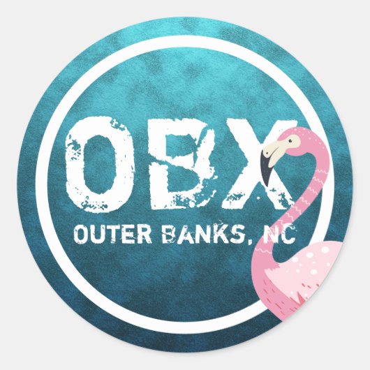 OBX Rosa Flamingo Äußere Banken NC North Carolina Runder Aufkleber (Vorderseite)