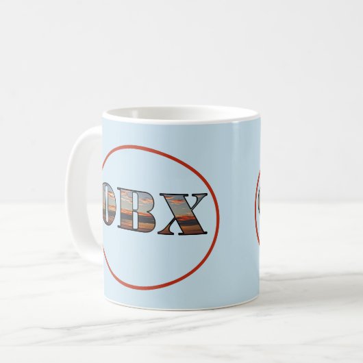 OBX Sunrise Text Kaffeetasse (Vorderseite Links)
