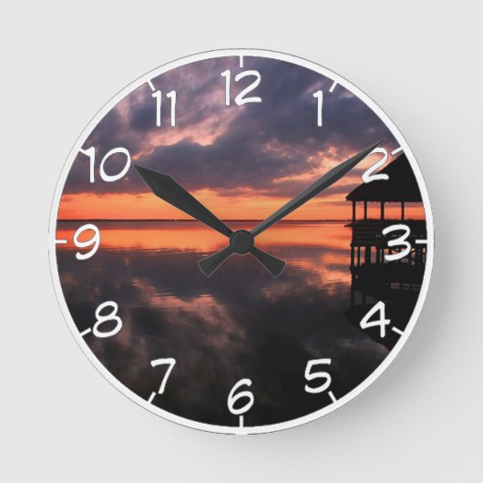 OBX Sunset Runde Wanduhr (Vorderseite)