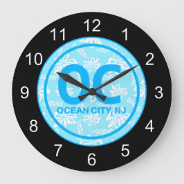 OC City NJ Blue Wall Clock Große Wanduhr