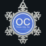 OC City NJ New Jersey Beach Weihnachten Schneeflocken Zinn-Ornament<br><div class="desc">Ocean City New Jersey Beach Weihnachtsschmuck. ~</div>