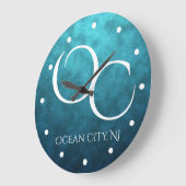 OC Ocean City NJ auf Blue Water Backstrand Große Wanduhr (Winkel)