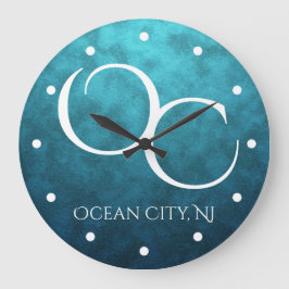 OC Ocean City NJ auf Blue Water Backstrand Große Wanduhr