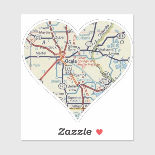Ocala Florida Vintage Karte Aufkleber (Blatt)
