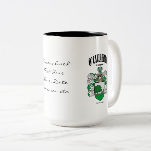 O'Callaghan Familienwappen, Übersetzung und Bedeut Zweifarbige Tasse (VorderseiteRechts)