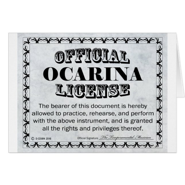 Ocarina-Lizenz (Vorderseite (Horizontal))