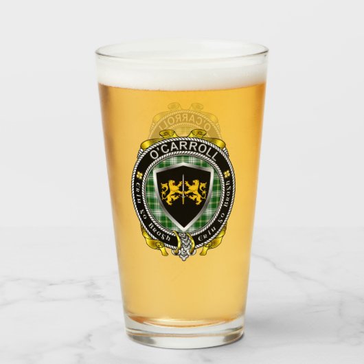 O'Carroll/Carroll Irish Shield Beer Glass Glas (Vorne (Gefüllt))