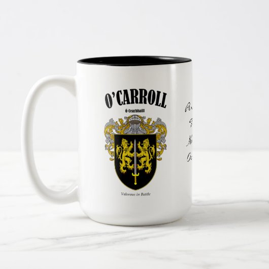 O'Carroll Familienwappen, Translation & Meaning Zweifarbige Tasse (Links)