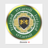 O'Carroll Irish Shield/Celtic Cross Personalisiert Aufkleber (Blatt)
