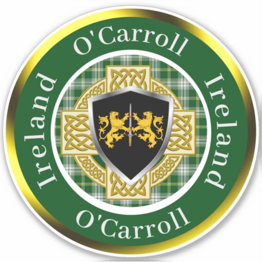 O'Carroll Irish Shield/Celtic Cross Personalisiert Aufkleber (Vorderseite)