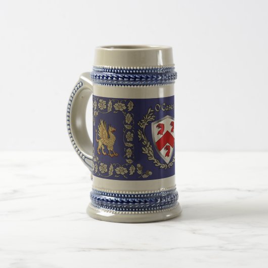 O'Casey/Casey Irish Shield Griffin Stein Bierglas (Vorderseite Links)