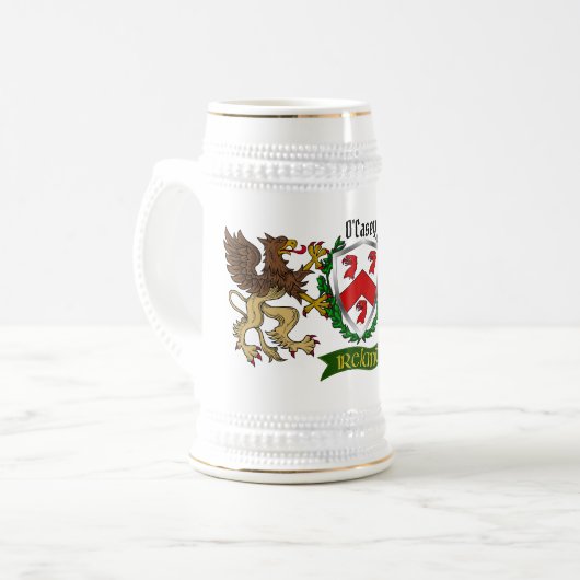 O'Casey/Casey Irish Shield Personalisiert Bierglas (Vorderseite Links)
