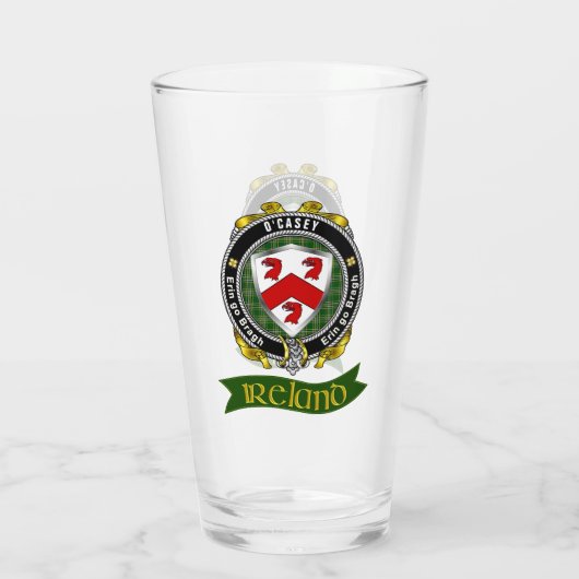O'Casey/Casey Irish Shield Personalisiertes Biergl Glas (Rückseite)