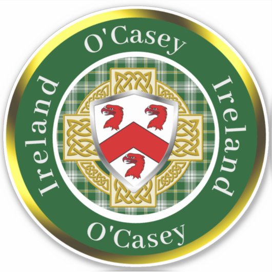 O'Casey Irish Shield/Celtic Cross Personalisiert Aufkleber (Vorderseite)