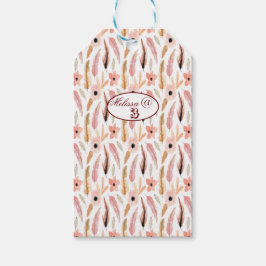 Occaise Girly Pink Blumenmuster Wasserfarbe Geschenkanhänger