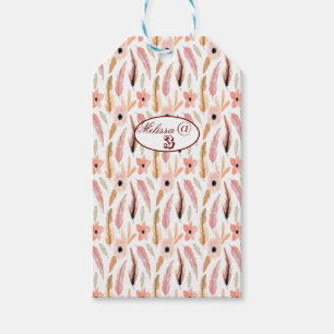 Occaise Girly Pink Blumenmuster Wasserfarbe Geschenkanhänger