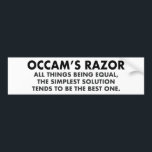 Occams "Razor Definition Science Geek" Autoaufkleber<br><div class="desc">Occam's Razor ist das wissenschaftliche Prinzip,  dass alle anderen Dinge gleich sind,  die einfachste Lösung tendiert zur besten. Ein großartiges Geschenk für Wissenschaftler. Je mehr Annahmen man machen muss,  desto unwahrscheinlicher ist eine Erklärung.</div>