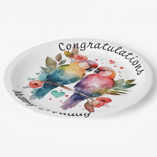 Occasions Teller Personalisierte Liebesvögel (Schrägansicht)