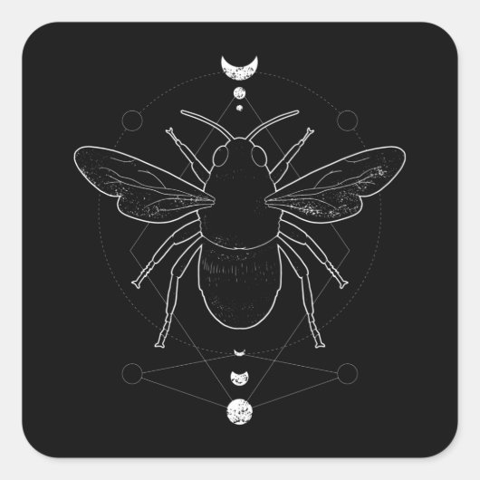 Occult Bee Quadratischer Aufkleber (Vorderseite)