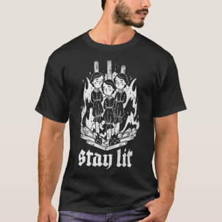 Occult Bleibe Lit Satan Devil Hell Unholy Gothic W T-Shirt