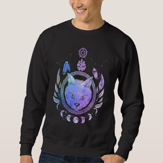 Occult Cat Magic Symbol Wicca Goth Cats Esoteric Sweatshirt (Vorderseite)