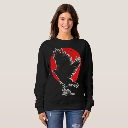 Occult Crow Gothic Baphomet Raven Emo Witchcraft Sweatshirt (Vorne ganz)