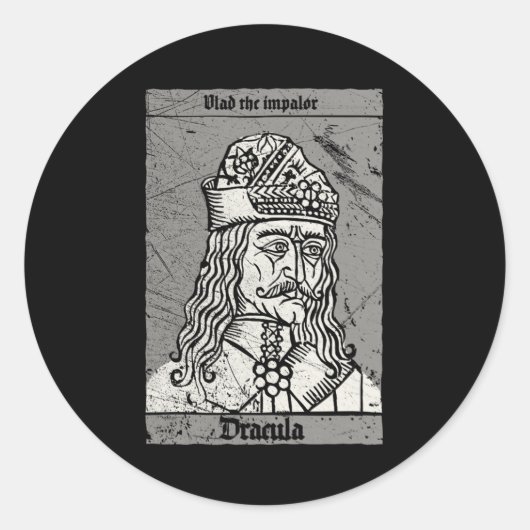 Occult Dracula - Vlad The Impaler Horror Vampire Runder Aufkleber (Vorderseite)