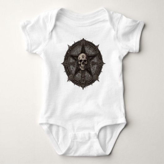 Occult-Inspiriertes Death Metal-Logo für Kidswear Baby Strampler (Vorderseite)