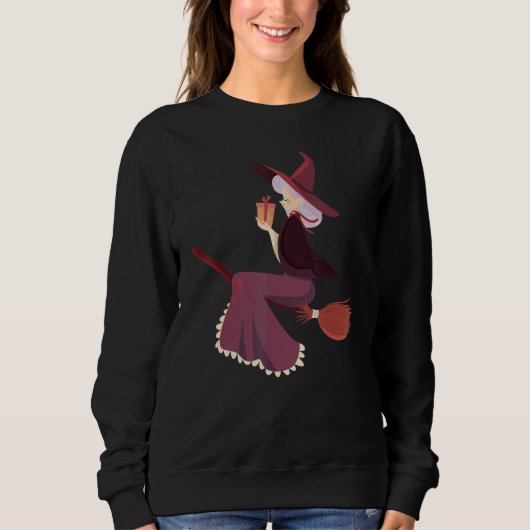 Occult Magic Witch Flying Broom Sweatshirt (Vorderseite)