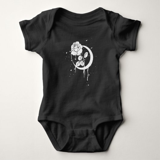 Occult Moon Rose Gothic Baby Strampler (Vorderseite)