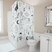 occult mystical esoteric witchcraft crystals white duschvorhang (Beispiel)