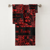 Occult Red Devil Baphomet Bats Skulls Gothic Badhandtuch Set (Insitu)