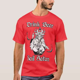 Occult Satanic Goth Horror Baphomet Drink Beer Hai T-Shirt