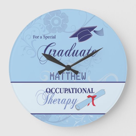 Occupational Therapist Graduation Swirl Round Gift Große Wanduhr (Vorderseite)