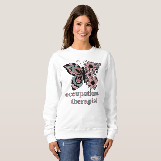 Occupational Therapist Personalized Boho Butterfly Sweatshirt (Vorne ganz)