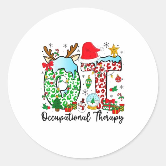 Occupational Therapy Christmas Lights Santa Hat Ot Runder Aufkleber (Vorderseite)
