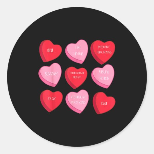 Occupational Therapy Heart Candy Valentine Day Ot Runder Aufkleber (Vorderseite)